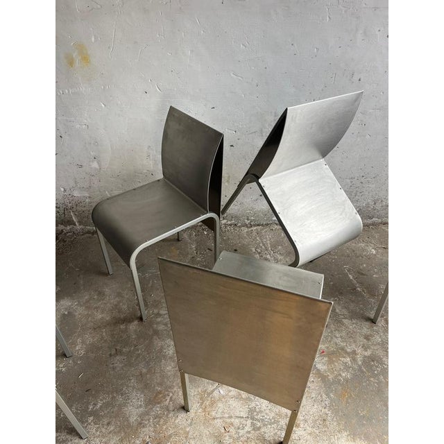 1980s Belgian Postmodernist Chairs in Aluminium, 1980s, Set of 6 For Sale - Image 5 of 13