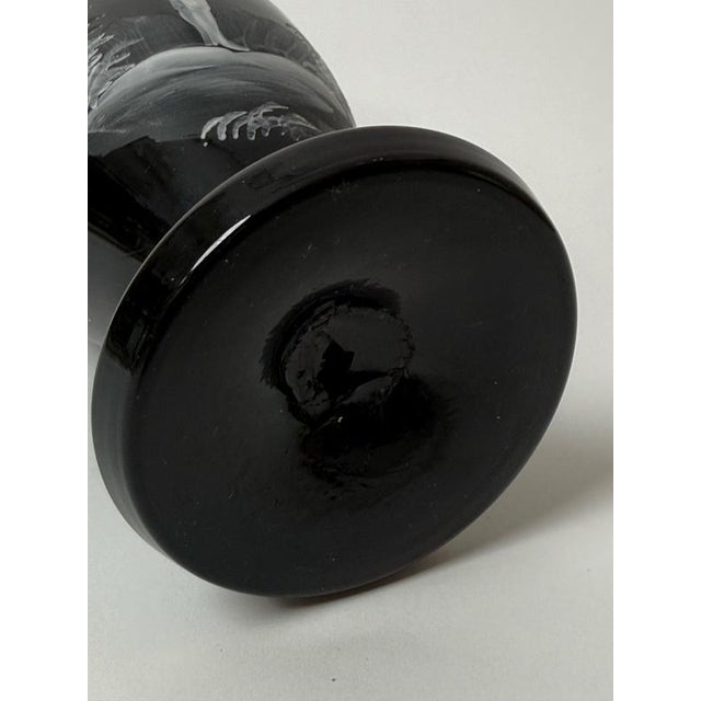 Black Antique Bohemian Deep Ruby Glass Vase with Romantic White Enamel Painting, 1900 For Sale - Image 8 of 18