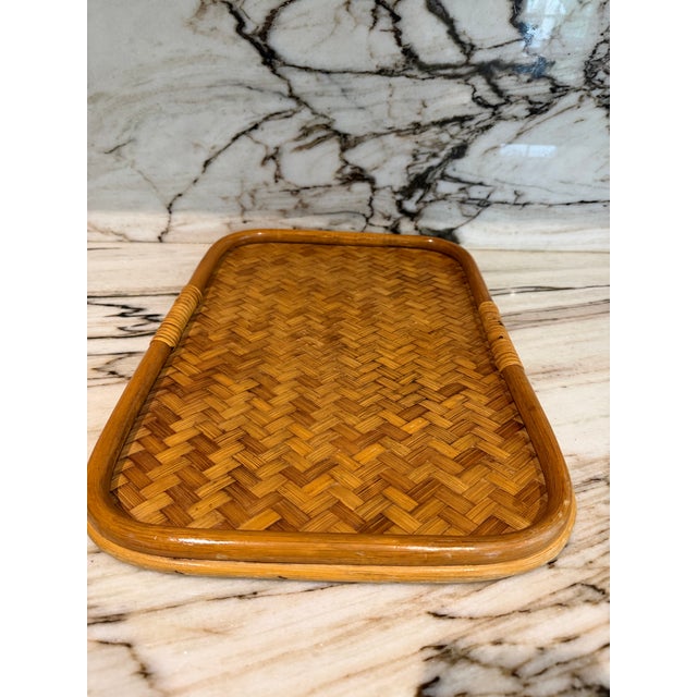 Bamboo & Straw Tray For Sale - Image 4 of 4