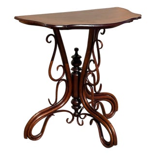 Late Victorian Polished Rosewood Bent Wood Scrolling Console Table Attributed to Thonet For Sale