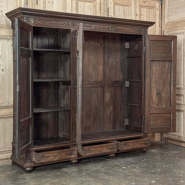 Grand 19th Century Louis XIV Liegeoise Triple Armoire For Sale - Image 15 of 18