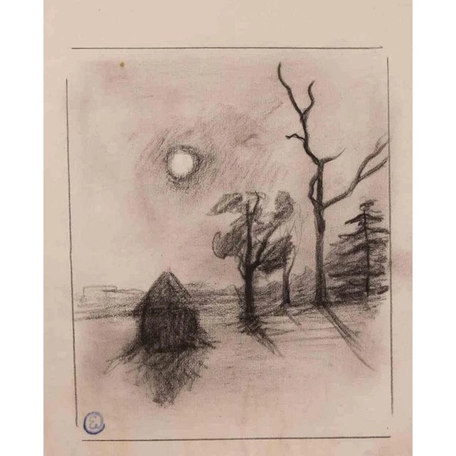 Landscape is an original drawing in charcoal realized in the early 20th Century by Edmond Cuisinier (1857-1917)....