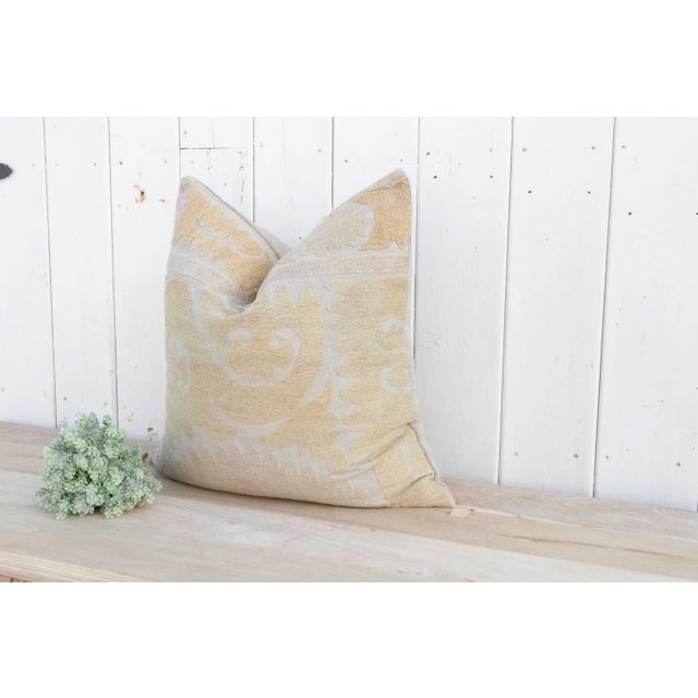 Pale Dawn Large Vintage Suzani Pillow For Sale - Image 4 of 9