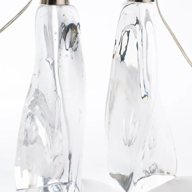 Orrefors Clear Art Glass Lamps - A Pair For Sale - Image 4 of 8
