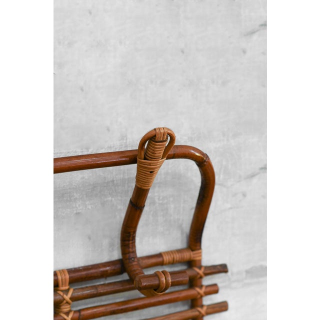 Wood Large Wall-Mounted Coat Rack in Wicker, 1960s For Sale - Image 7 of 8