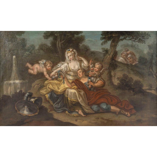 Oil on canvas, early 19th-century painting, mythological scene, french school. Painting, oil on canvas depicting a...