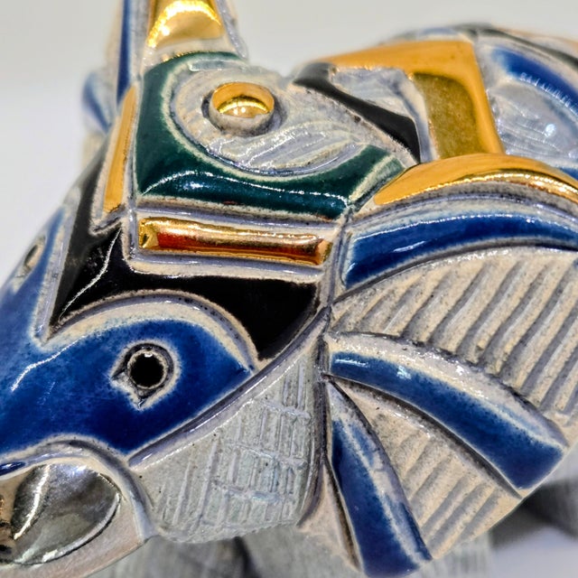 Ceramic 2000 De Rosa Rinconada Elephant Figurine – 24k Gold & Platinum Accents, Uruguay For Sale - Image 7 of 11