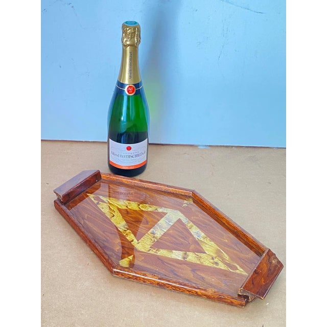 Art Deco Brown Wooden Platter, France, 1940s For Sale - Image 3 of 8