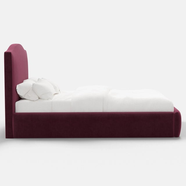 Transitional Camille Plum Velvet Platform Bed, Twin For Sale - Image 3 of 6