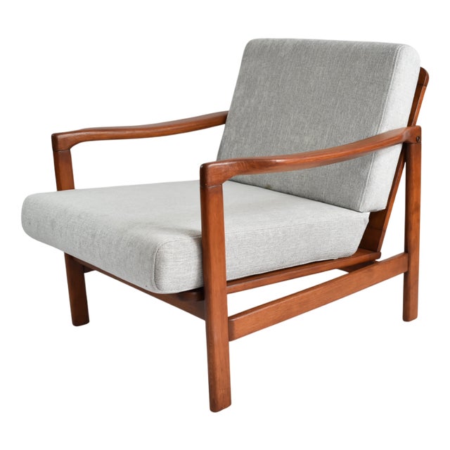 Scandinavian Grey Teak Armchair, 1960s For Sale