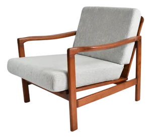 Scandinavian Grey Teak Armchair, 1960s