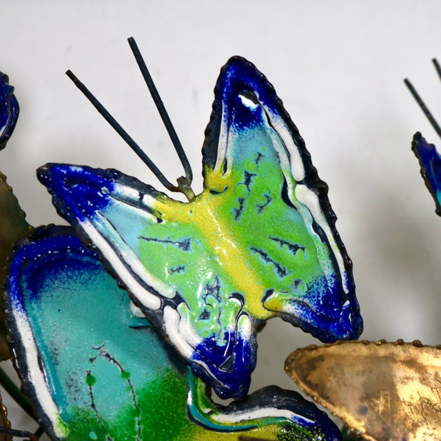 Blue Signed 1968 Curtis Jeré Enameled Butterfly Swarm Wall Sculpture For Sale - Image 8 of 14