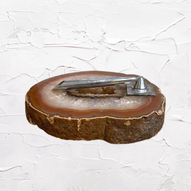 Vintage Brazilian Agate Slab Pen Holder For Sale - Image 9 of 11