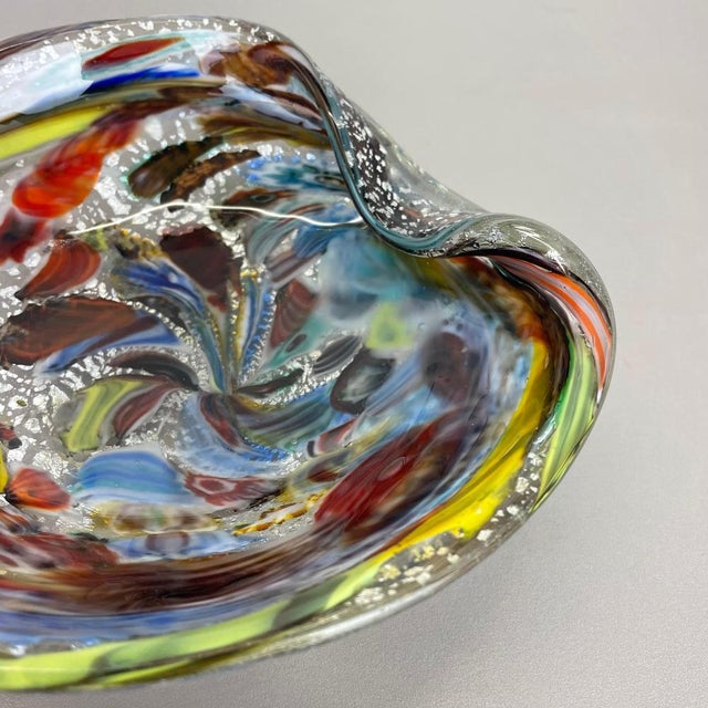 Glass Silver Flakes Murano Glass Ashtray from Dino Martens, Italy, 1960s For Sale - Image 7 of 18