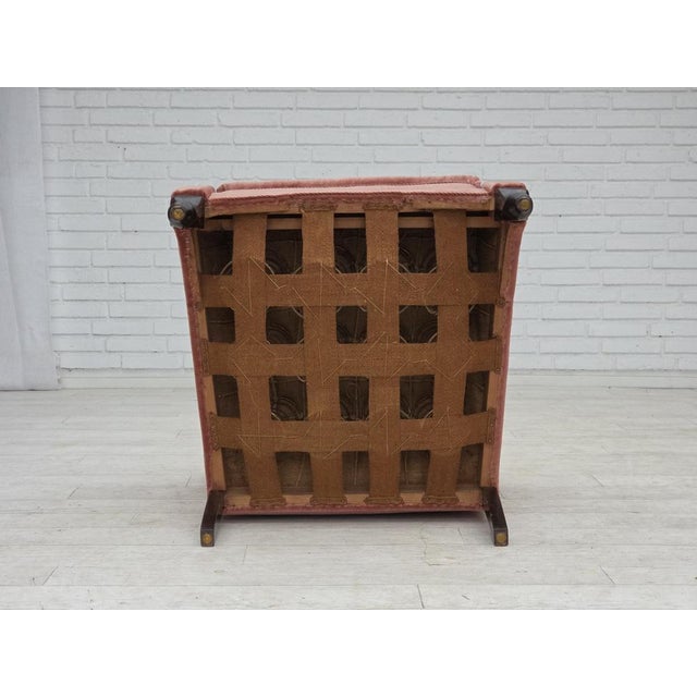 Danish Armchair in Velour and Oak, 1950s For Sale - Image 16 of 18