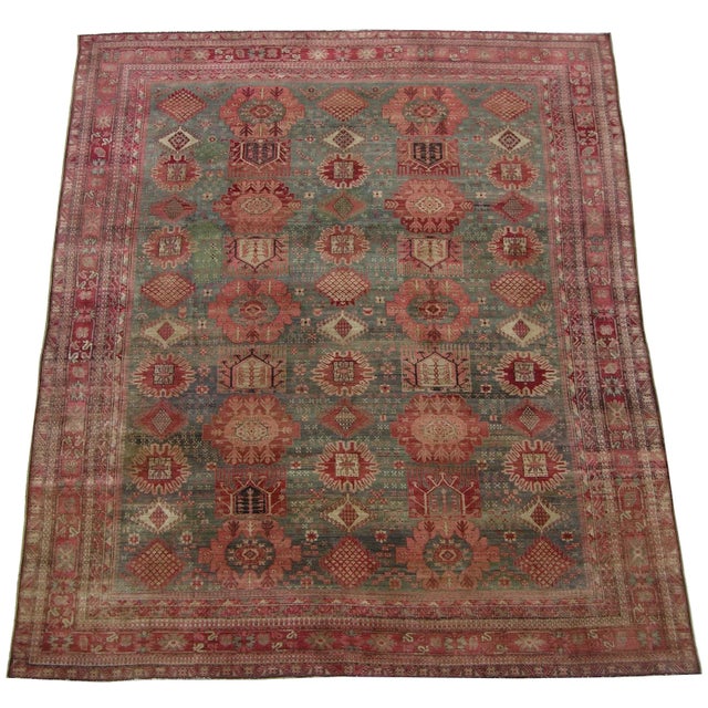 Brick Red Antique Indian Agra Rug - 11'4'' X 9'0'' For Sale - Image 8 of 8