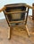 1910s Pair of Antique Arts & Crafts Mission Quarter-Sawn Tiger Oak Dining Chairs With Embossed Leather Seats For Sale - Image 5 of 11