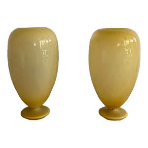 Monumental Pair of Italian Glass Table Lamps, Biomorphic Balloon Lamps