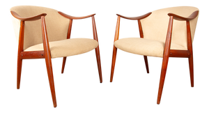 Scandinavian Tyrol Armchairs in Teak and Fabric by Gerhard Berg for Westnofa, 1960s, Set of 2