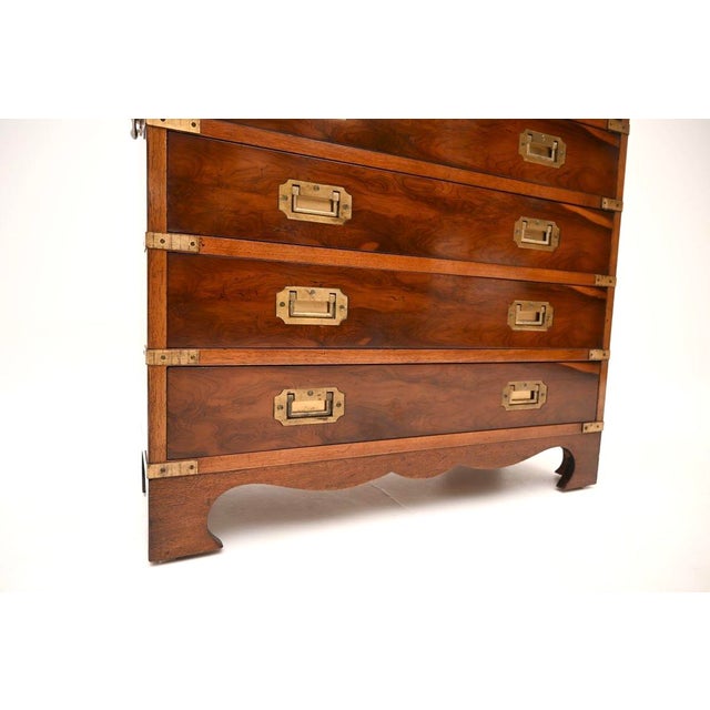 Vintage Military Campaign Style Chest of Drawers in Yew Wood, 1930 For Sale - Image 9 of 10