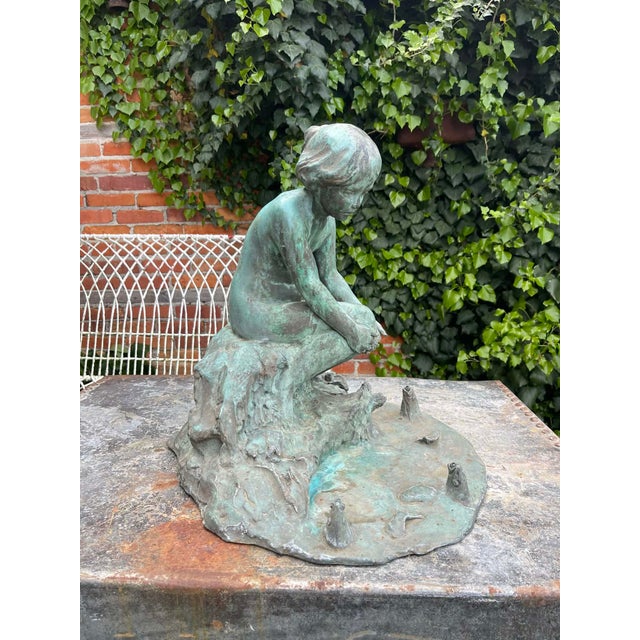 At the Water’s Edge (1914) by Edward Berge – Antique Bronze Sculpture (Roman Bronze Works) An elegant early 20th-century...