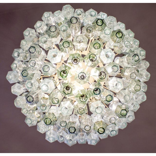 Mid-Century Green and Clear Poliedri Chandelier, 1960 For Sale - Image 13 of 15