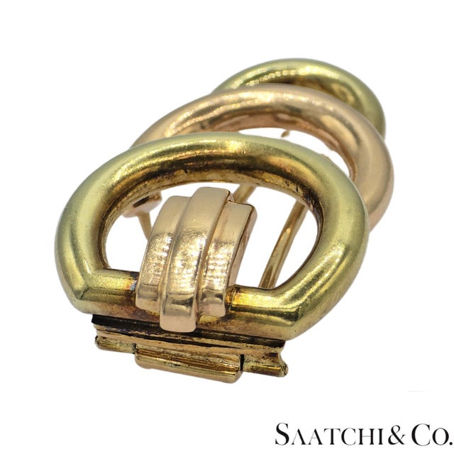 Mid-Century Modern 14k (585) Yellow and Rose Gold Vintage Brooch / Pin For Sale - Image 3 of 9