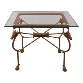 Diego Giacometti Style Etruscan Wrought Iron & Glass Side or Cocktail Table For Sale