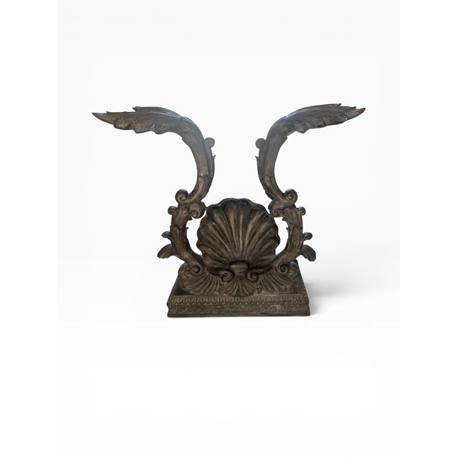 1970s Vintage La Barge Hollywood Regency Cast Bronze Shell & Acanthus Console Table Base For Sale - Image 5 of 14