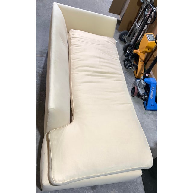 Custom sofa by Los Angeles based designer Waldo Fernandez. With single loose seat cushion and one large throw pillow -...