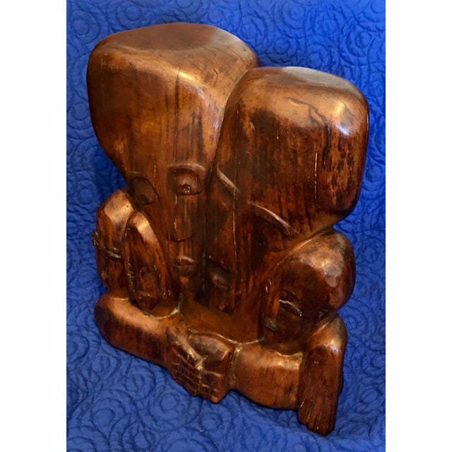 Brown Miriam Sommerburg, Carved Wood German Expressionist Sculpture Jewish Woman Refugee Artist Judaica, c.1950s For Sale - Image 8 of 12