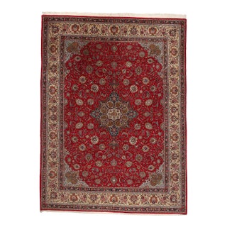 Vintage Red Persian Kashan Rug - 09'09 X 13'01 For Sale