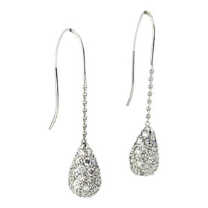 Pavé Diamond White Gold Teardrop Dangle Drop Earrings - 2 Pieces