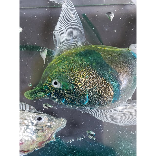 Vintage Alfredo Barbini Murano Attributed Glass Aquarium 3 Fish For Sale - Image 12 of 12