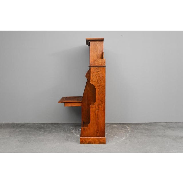 Wood Early 20th Century Art Nouveau Bookcase with Secretary Compartment in Oak For Sale - Image 7 of 18