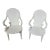 Pair Mid-Century Italian Neo-Classical Carved Wood White Lacquer Shell & Dolphin Chairs For Sale