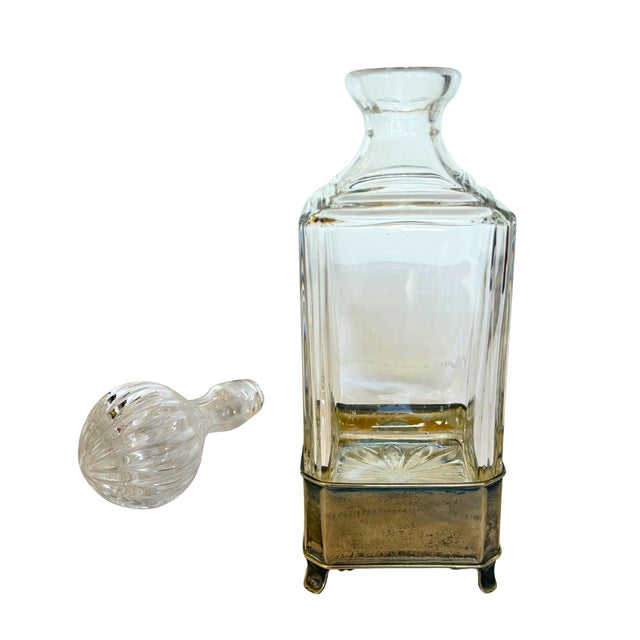French Art Deco Silver-Plated and Cut Glass Decanter with Tumblers, 1930, Set of 3, in Very Good conditions. Designed 1920...
