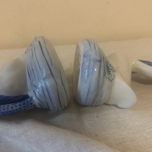 1990s 1990s Blue and White Ceramic Swan Candlestick Holders For Sale - Image 5 of 6