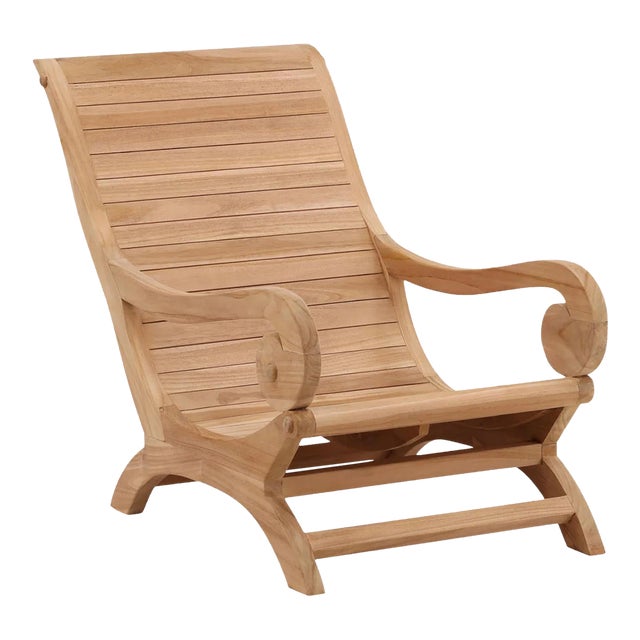 Outdoor Teak Slatted Ahmi Chair For Sale
