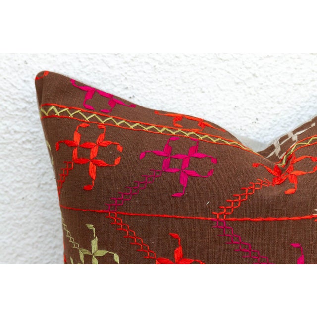 Indian Saffron Labytinth, Antique Phulkari Pillow Cover For Sale - Image 3 of 6