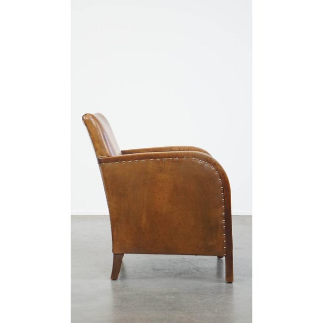 Art Deco Club Chair in Sheep Leather For Sale - Image 3 of 15