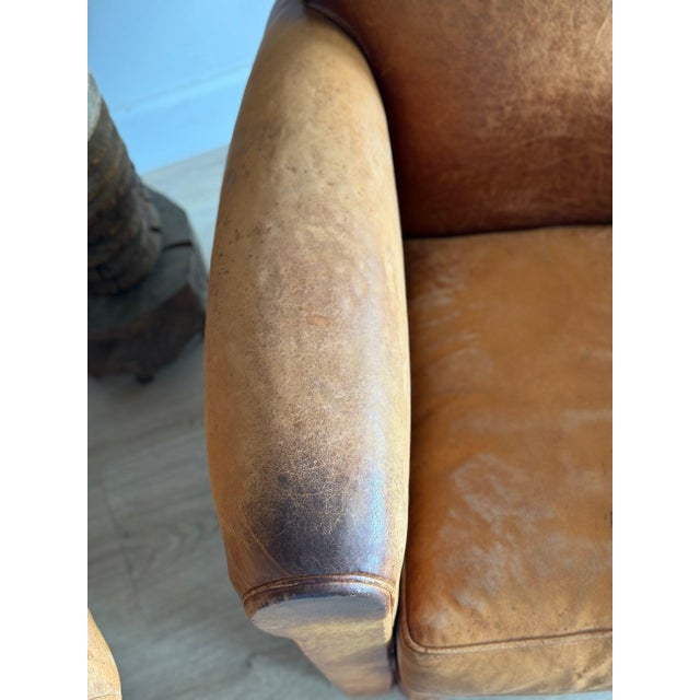 Vintage Pair of French Leather Moustache Chairs For Sale - Image 17 of 18