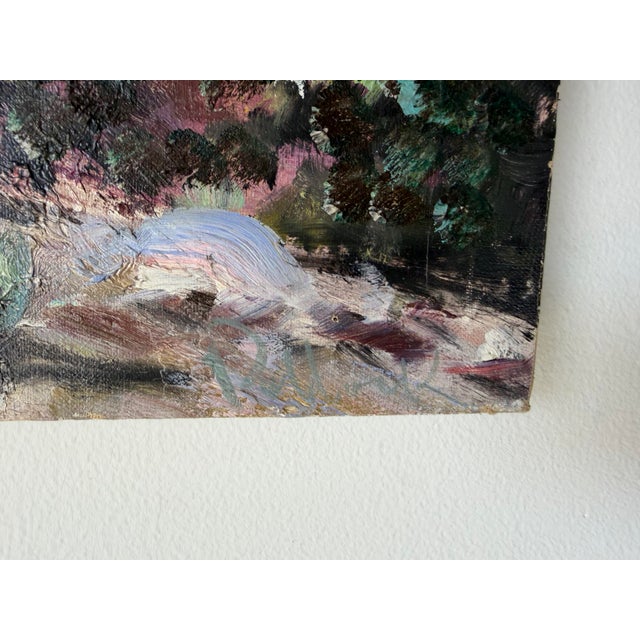 1970’s Vintage Impressionist Desert Landscape Oil on Canvas Painting, Signed, Unframed For Sale - Image 9 of 11