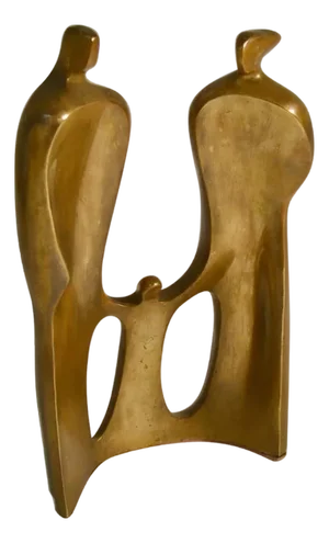 Large Figurative Bronze Sculpture of Family by Maria Guergova, 1985
