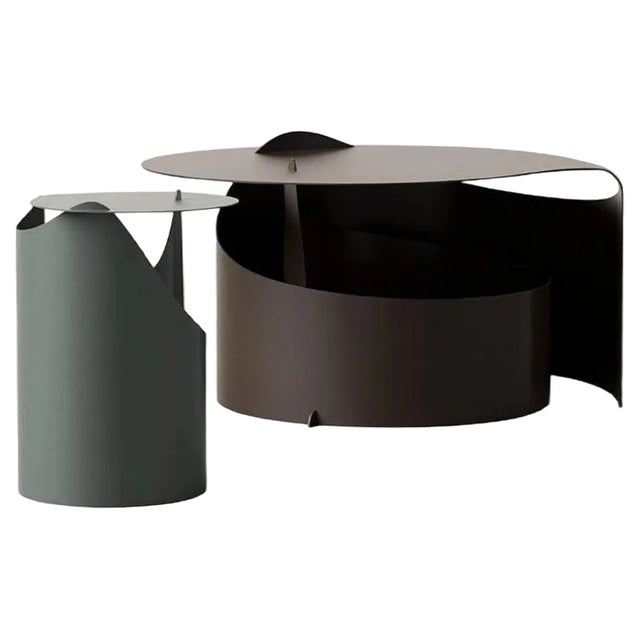 Coffee Tables in Rolle Steel by Aldo Bakker for Karakter, Set of 2 For Sale