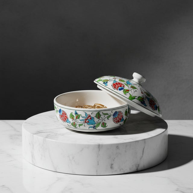 The Floral Trinket Box: A Secret Garden Organize your small treasures with this Handmade Ceramic Lidded Bowl. Designed...