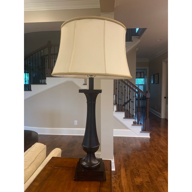Baker Furniture Baluster Table Lamp With Shantung Drum Silk Shade
