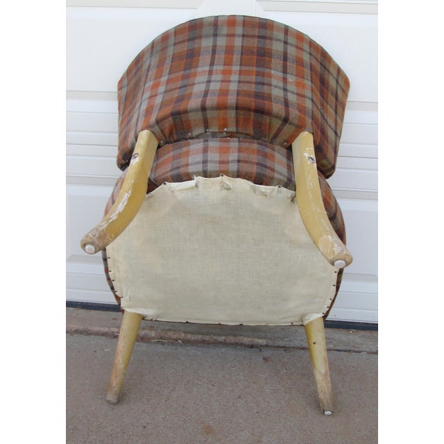 Cocktail Side Chair Mid Century Modern Plaid For Sale - Image 12 of 13