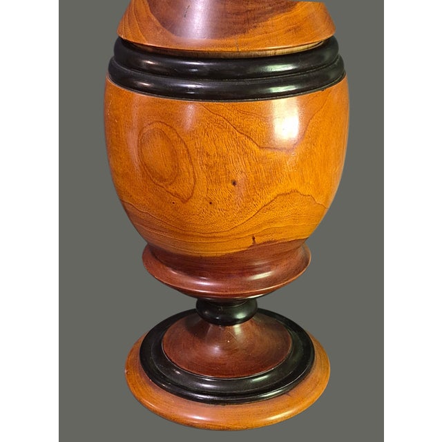 Contemporary Vintage Handmade Turned Wood Rustic Two Part Tall 24'' Floor Table Vase For Sale - Image 3 of 10