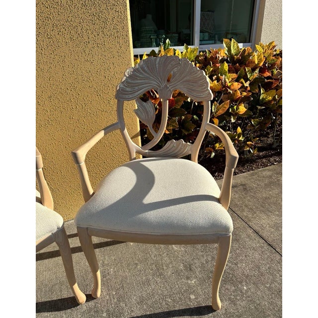 Pair of Vintage Lotus Leaf Carved Wood Armchairs, in the Manner of Phyllis Morris For Sale In Miami - Image 6 of 6